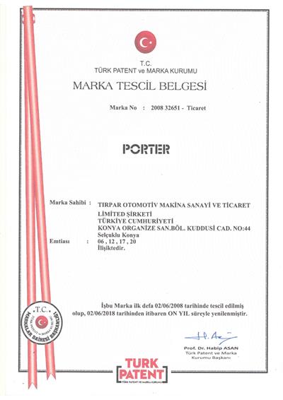 Porter Trademark Registration